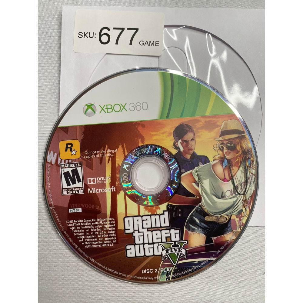 Grand Theft Auto V GTA 5 Xbox 360 Disc 2 Play Disc Only